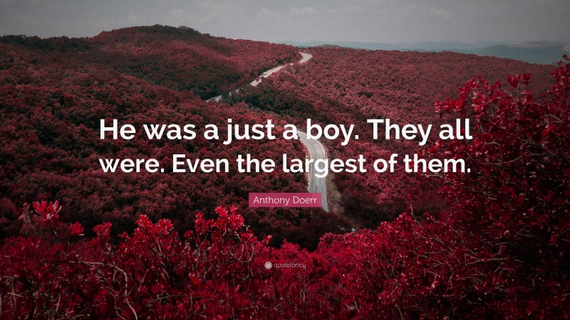 Anthony Doerr Quote: “He was a just a boy. They all were. Even the largest of them.”