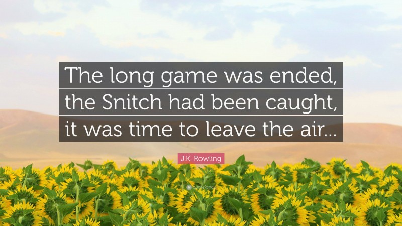 The long game was ended, the Snitch had been caught, it was time to leave the air...