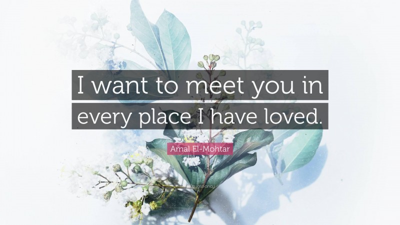 Amal El-Mohtar Quote: “I want to meet you in every place I have loved.”