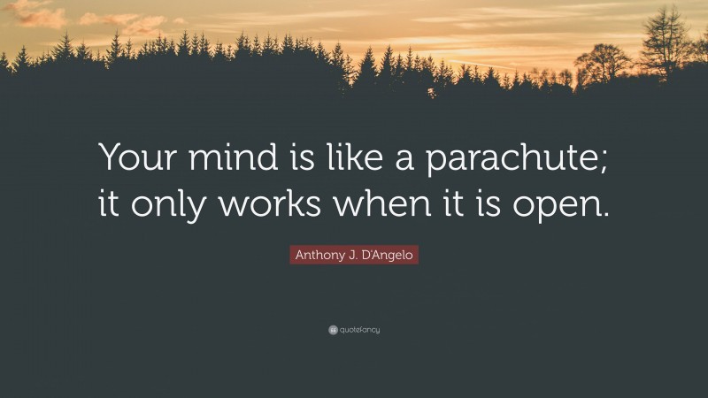 Anthony J. D'Angelo Quote: “Your mind is like a parachute; it only works when it is open.”