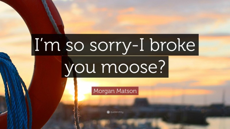 Morgan Matson Quote: “I’m so sorry-I broke you moose?”