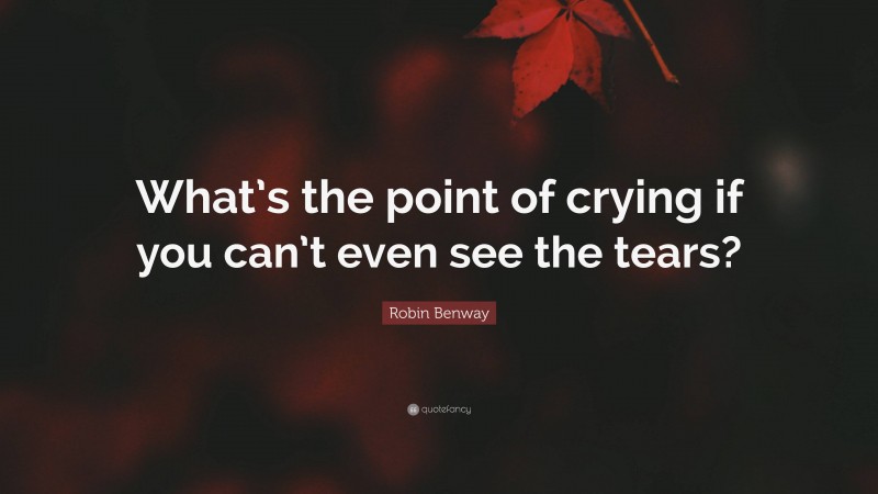 Robin Benway Quote: “What’s the point of crying if you can’t even see the tears?”