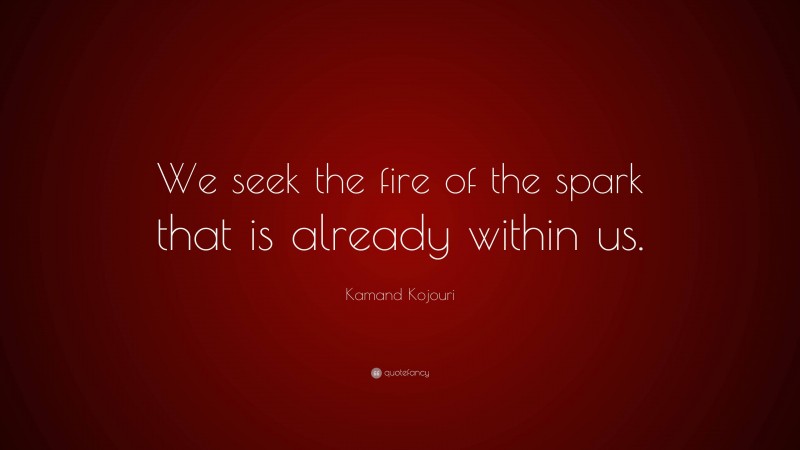 Kamand Kojouri Quote: “We seek the fire of the spark that is already within us.”