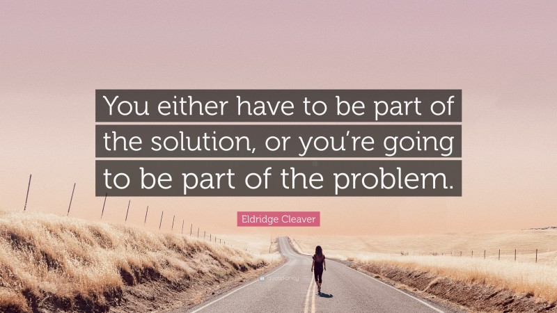 Eldridge Cleaver Quote: “You either have to be part of the solution, or you’re going to be part of the problem.”