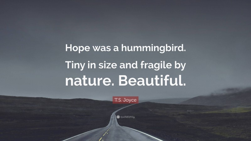 T.S. Joyce Quote: “Hope was a hummingbird. Tiny in size and fragile by nature. Beautiful.”