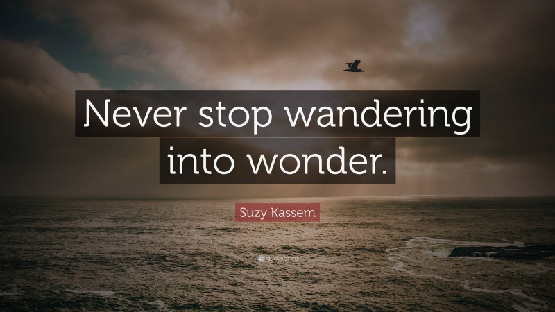 Suzy Kassem Quote: “Never stop wandering into wonder.”
