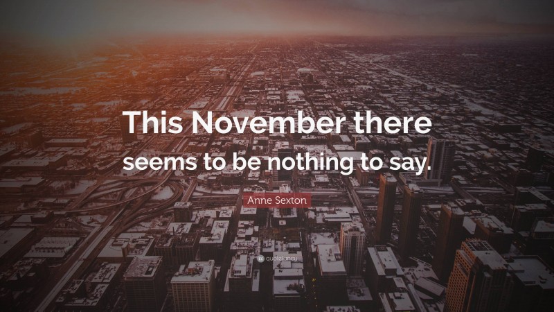Anne Sexton Quote: “This November there seems to be nothing to say.”