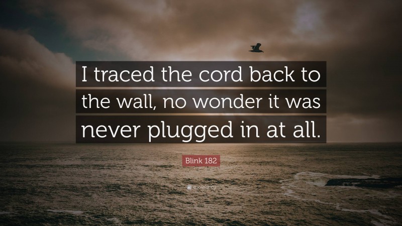 Blink 182 Quote: “I traced the cord back to the wall, no wonder it was never plugged in at all.”