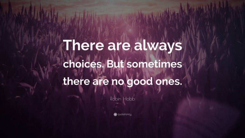 Robin Hobb Quote: “There are always choices. But sometimes there are no good ones.”