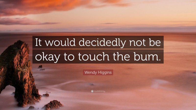 Wendy Higgins Quote: “It would decidedly not be okay to touch the bum.”
