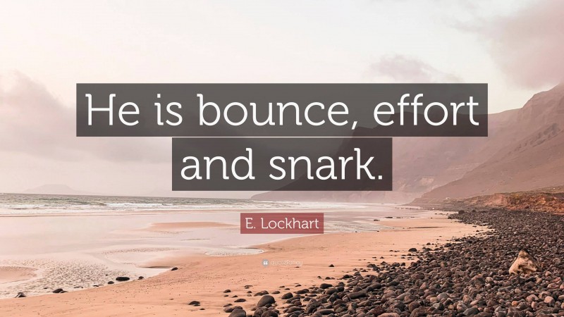 E. Lockhart Quote: “He is bounce, effort and snark.”