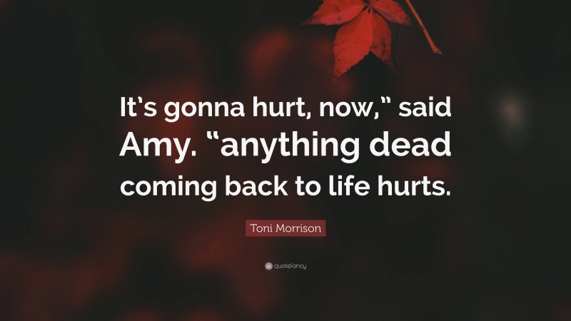 Toni Morrison Quote: “It’s gonna hurt, now,” said Amy. “anything dead coming back to life hurts.”