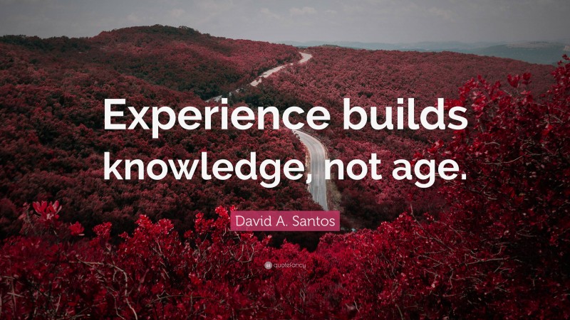 David A. Santos Quote: “Experience builds knowledge, not age.”