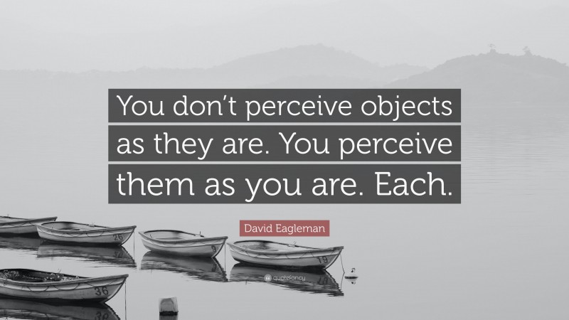 David Eagleman Quote: “You don’t perceive objects as they are. You perceive them as you are. Each.”