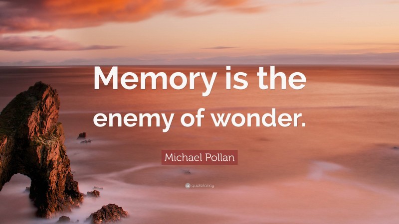 Michael Pollan Quote: “Memory is the enemy of wonder.”