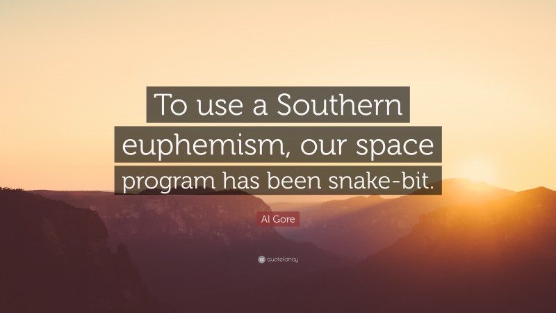 Al Gore Quote: “To use a Southern euphemism, our space program has been snake-bit.”