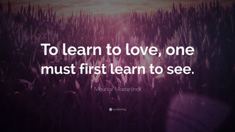Maurice Maeterlinck Quote: “To learn to love, one must first learn to see.”