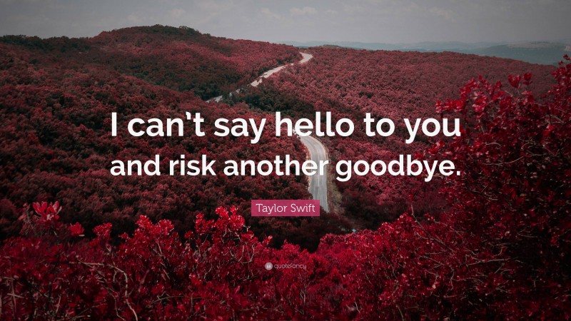 Taylor Swift Quote: “I can’t say hello to you and risk another goodbye.”