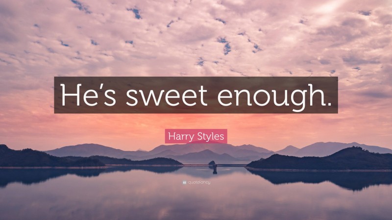 Harry Styles Quote: “He’s sweet enough.”