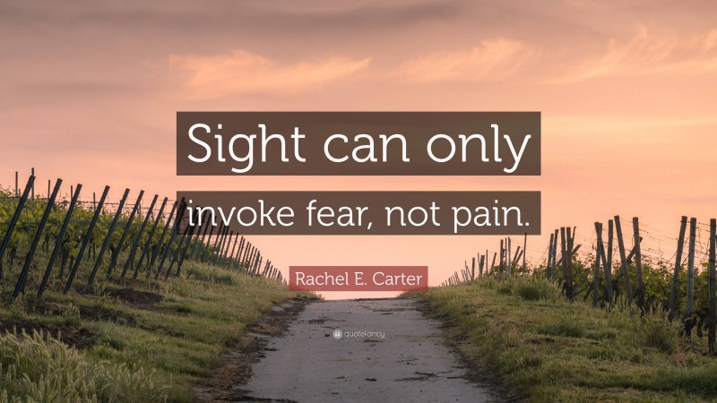 Rachel E. Carter Quote: “Sight can only invoke fear, not pain.”