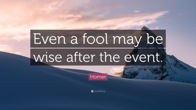Homer Quote: “Even a fool may be wise after the event.”