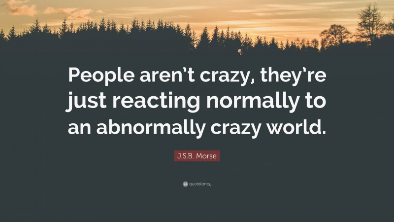 J.S.B. Morse Quote: “People aren’t crazy, they’re just reacting normally to an abnormally crazy world.”