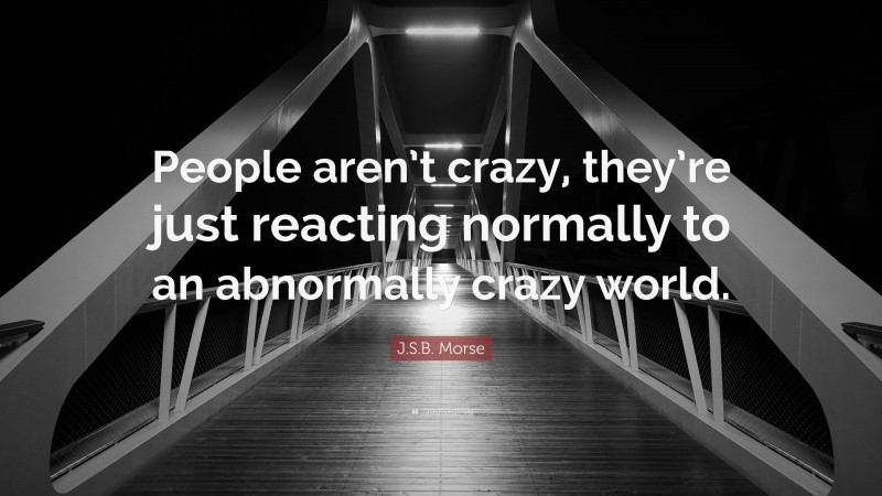 J.S.B. Morse Quote: “People aren’t crazy, they’re just reacting normally to an abnormally crazy world.”