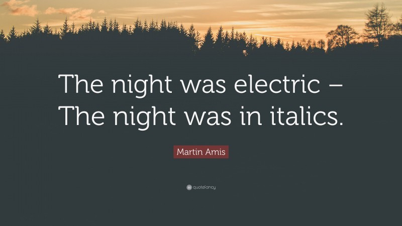 Martin Amis Quote: “The night was electric – The night was in italics.”