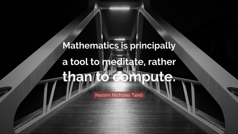 Nassim Nicholas Taleb Quote: “Mathematics is principally a tool to meditate, rather than to compute.”