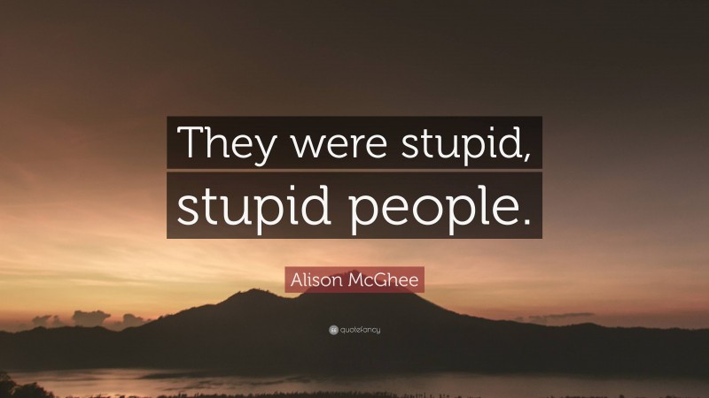 Alison McGhee Quote: “They were stupid, stupid people.”