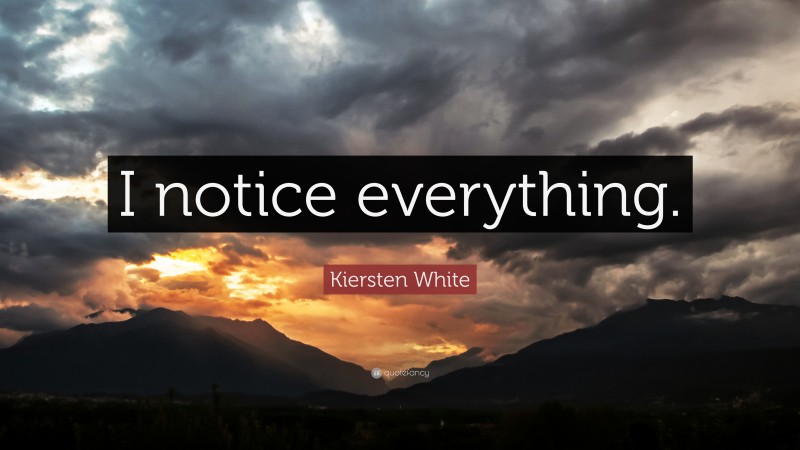 Kiersten White Quote: “I notice everything.”