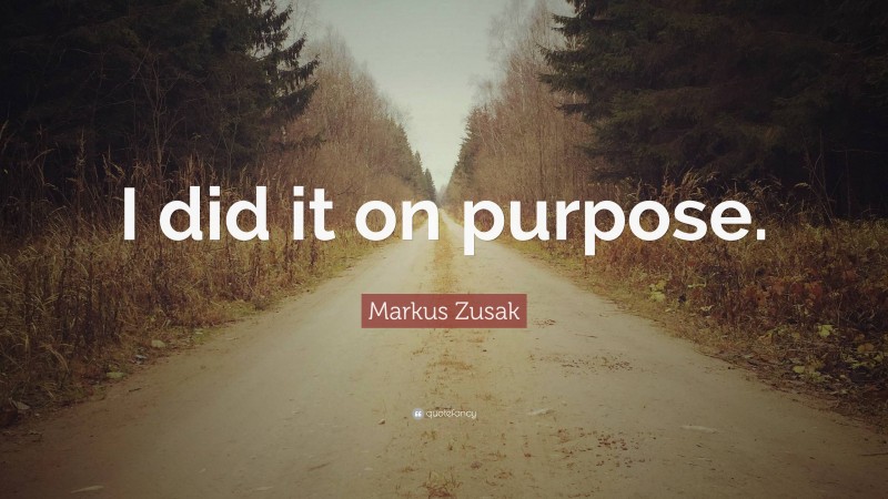 Markus Zusak Quote: “I did it on purpose.”
