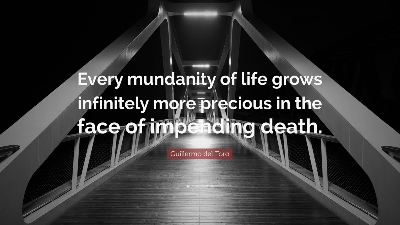 Guillermo del Toro Quote: “Every mundanity of life grows infinitely more precious in the face of impending death.”