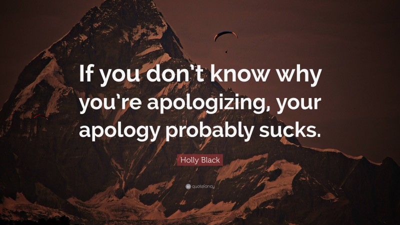 Holly Black Quote: “If you don’t know why you’re apologizing, your apology probably sucks.”