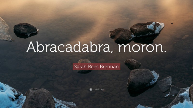 Sarah Rees Brennan Quote: “Abracadabra, moron.”