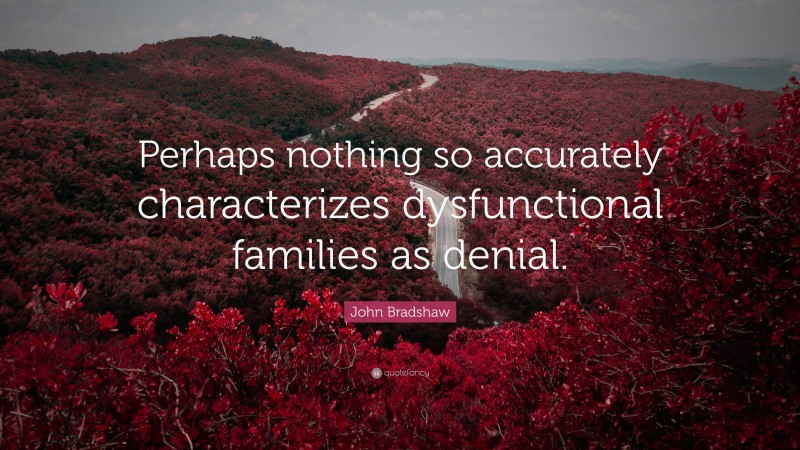 John Bradshaw Quote: “Perhaps nothing so accurately characterizes dysfunctional families as denial.”