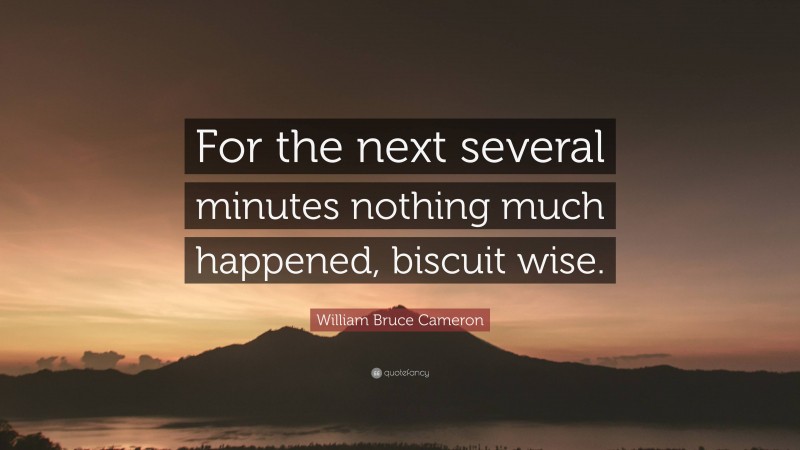 William Bruce Cameron Quote: “For the next several minutes nothing much happened, biscuit wise.”