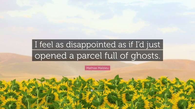 Mathias Malzieu Quote: “I feel as disappointed as if I’d just opened a parcel full of ghosts.”