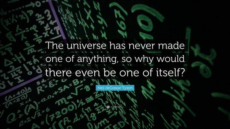Neil deGrasse Tyson Quote: “The universe has never made one of anything, so why would there even be one of itself?”