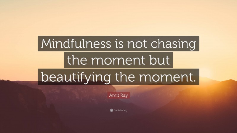 Amit Ray Quote: “Mindfulness is not chasing the moment but beautifying the moment.”
