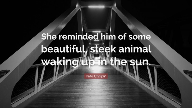 Kate Chopin Quote: “She reminded him of some beautiful, sleek animal waking up in the sun.”