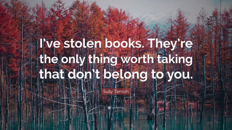 Sully Tarnish Quote: “I’ve stolen books. They’re the only thing worth taking that don’t belong to you.”