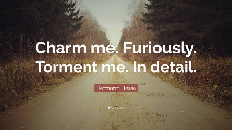Hermann Hesse Quote: “Charm me. Furiously. Torment me. In detail.”