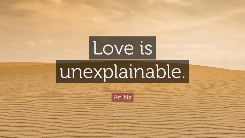 An Na Quote: “Love is unexplainable.”