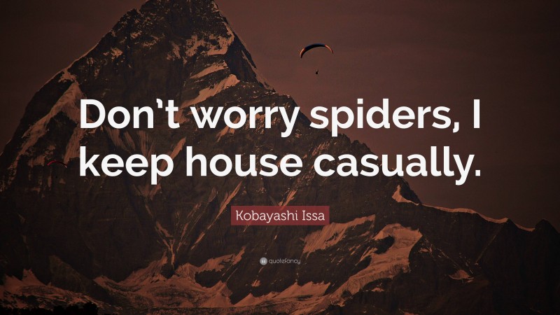 Kobayashi Issa Quote: “Don’t worry spiders, I keep house casually.”