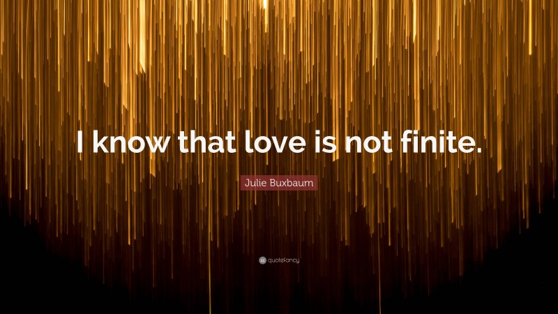 Julie Buxbaum Quote: “I know that love is not finite.”