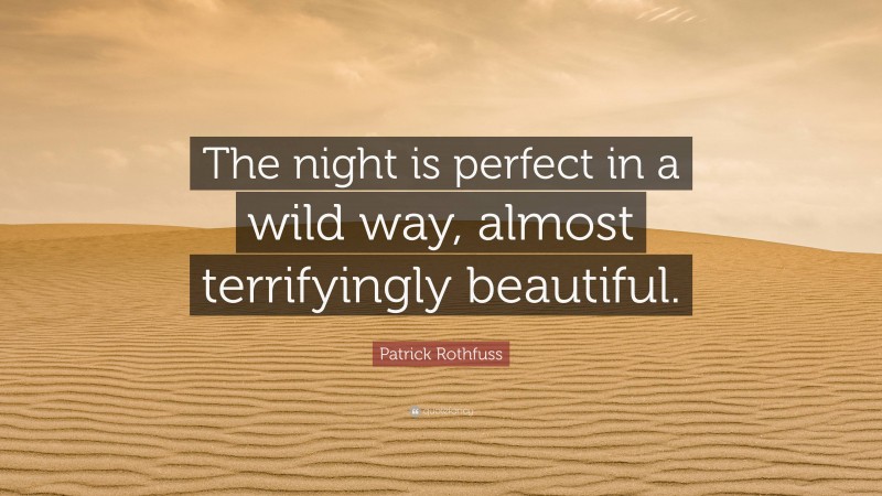 Patrick Rothfuss Quote: “The night is perfect in a wild way, almost terrifyingly beautiful.”