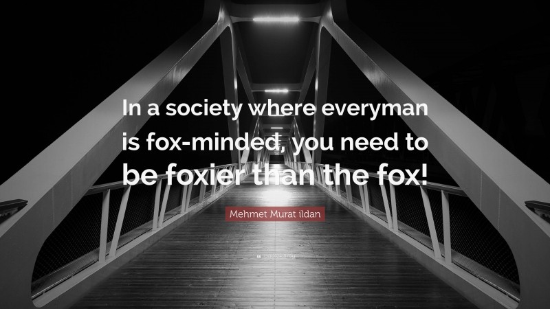 Mehmet Murat ildan Quote: “In a society where everyman is fox-minded, you need to be foxier than the fox!”