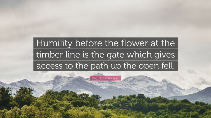 Dag Hammarskjöld Quote: “Humility before the flower at the timber line is the gate which gives access to the path up the open fell.”