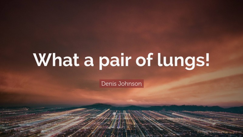 Denis Johnson Quote: “What a pair of lungs!”